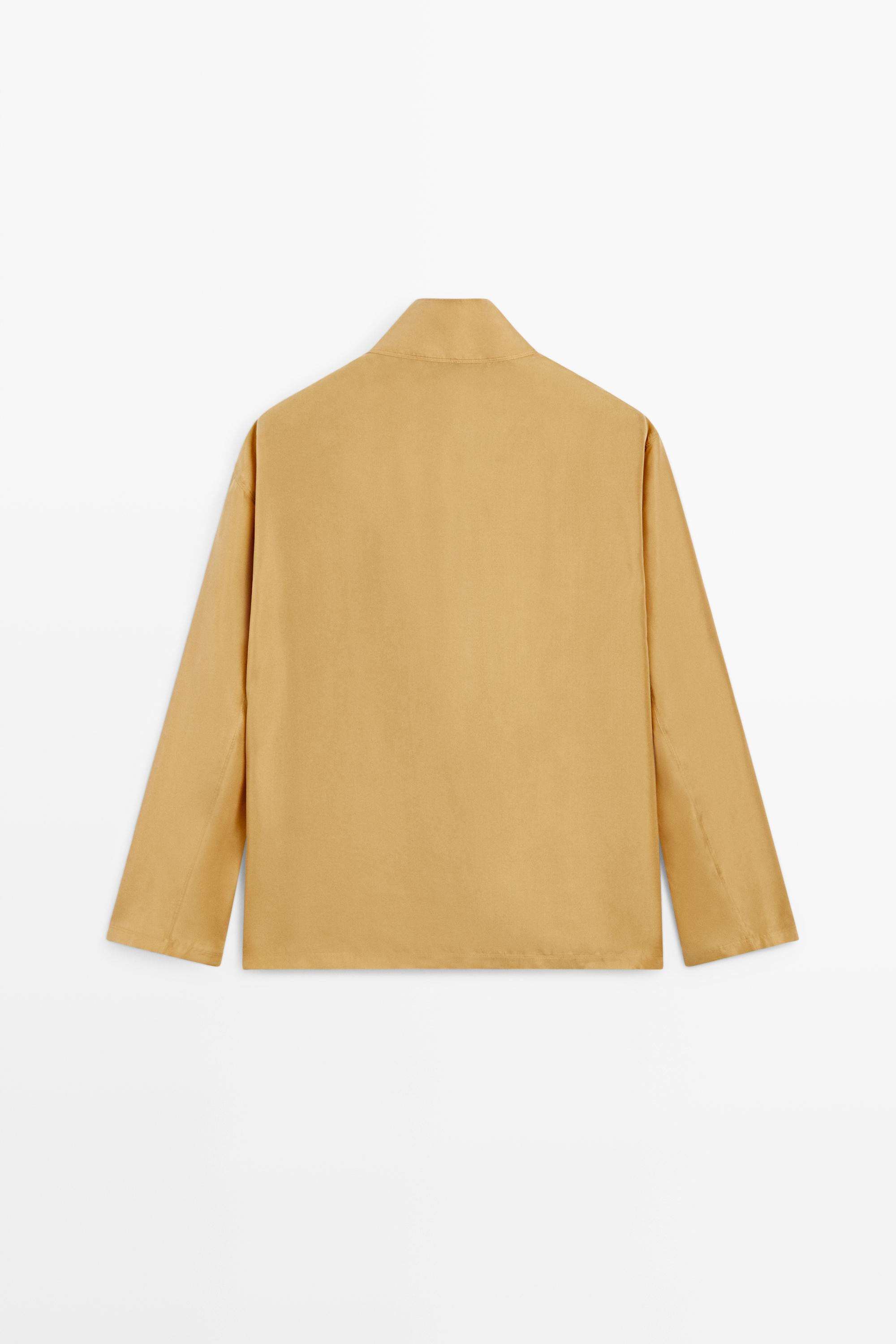 100% silk crossover mock neck shirt